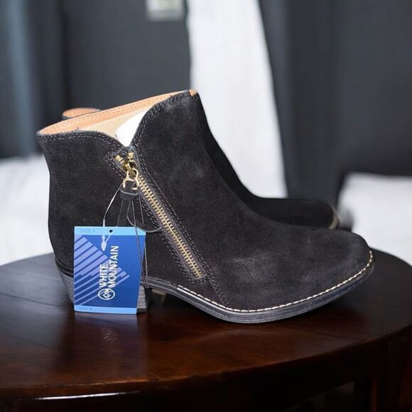 White Mountain Ladies Ankle Boot Black Size 9 984204079 Genuine Leather New - Picture 1 of 6